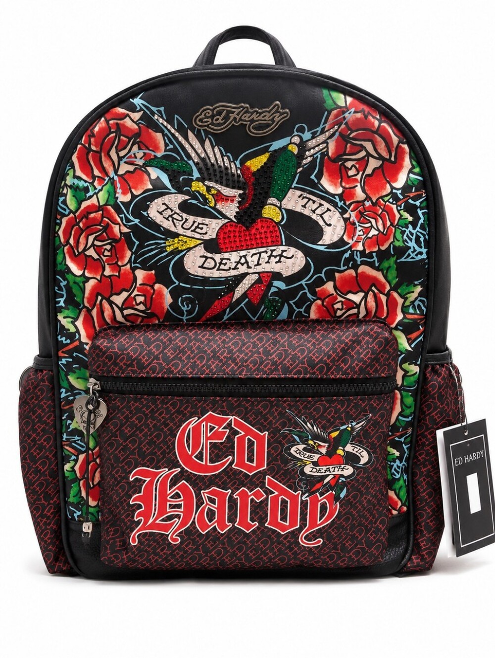 🆕️Ed Hardy True Till Death Backpack NWT Black Multi Tattoo Skull Bag